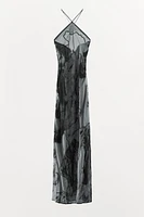 BEADED TIE-DYE HALTER DRESS
