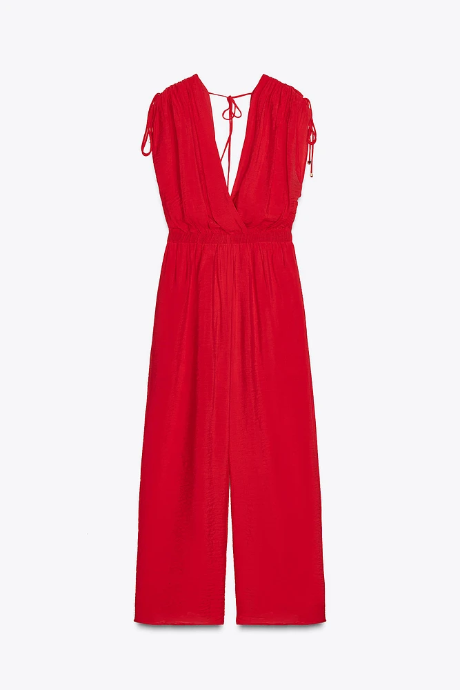 WIDE V-NECK JUMPSUIT