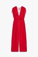 WIDE V-NECK JUMPSUIT
