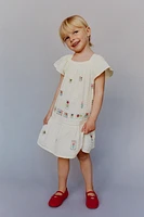 TEXTURED EMBROIDERED DRESS