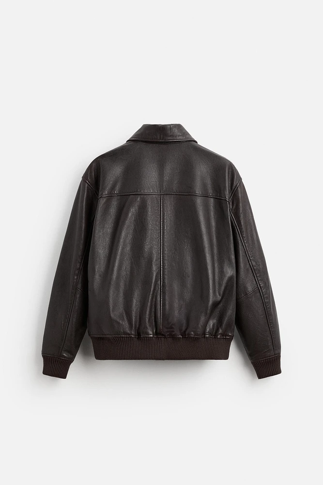 BLOUSON EN CUIR À POCHES