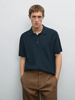 100% cotton textured knit polo shirt