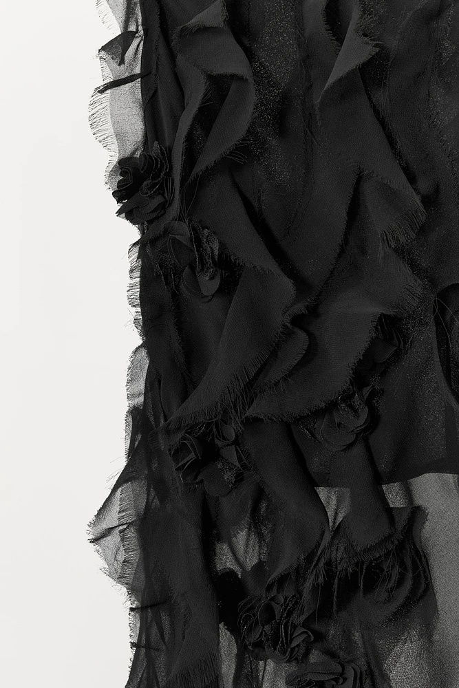 JUPE MIDI FLEURS RELIEF