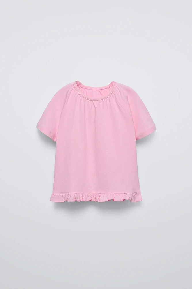 RUFFLED RAGLAN T-SHIRT