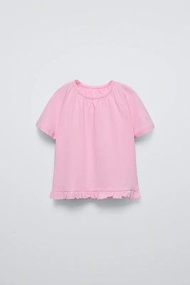 RUFFLED RAGLAN T-SHIRT