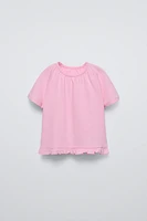 RUFFLED RAGLAN T-SHIRT