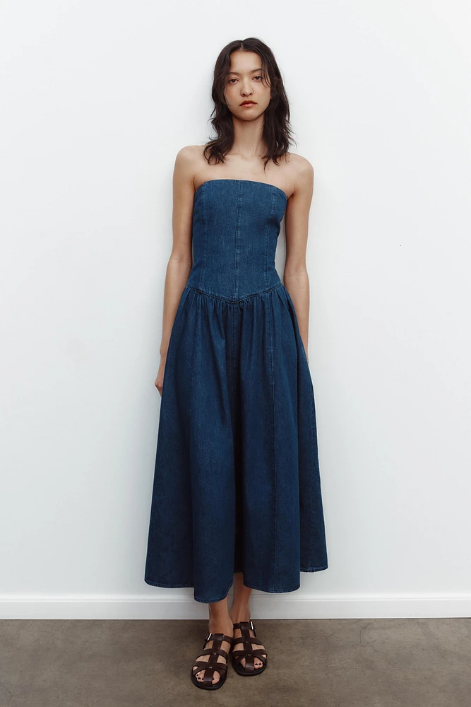 TRF DENIM MIDI DRESS