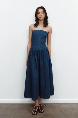 ROBE MI-LONGUE EN JEAN TRF