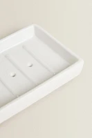 WHITE EARTHENWARE BATHROOM SOAP DISH