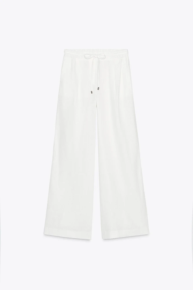 PANTALON LARGE AVEC LIN CEINTURE