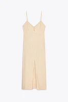 LINEN STRAPPY MIDI DRESS
