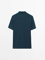 Micro textured piqué cotton polo shirt