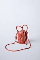 HEARTS RAFFIA BUCKET BAG