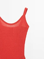 Cotton blend strappy knit bodysuit - STUDIO