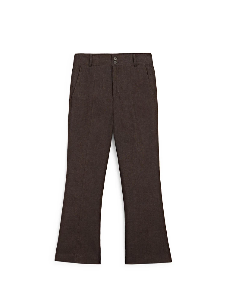 100% linen flare fit trousers