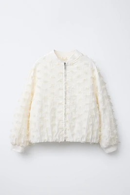 BLOUSON BOMBER À FLEURS EN TULLE