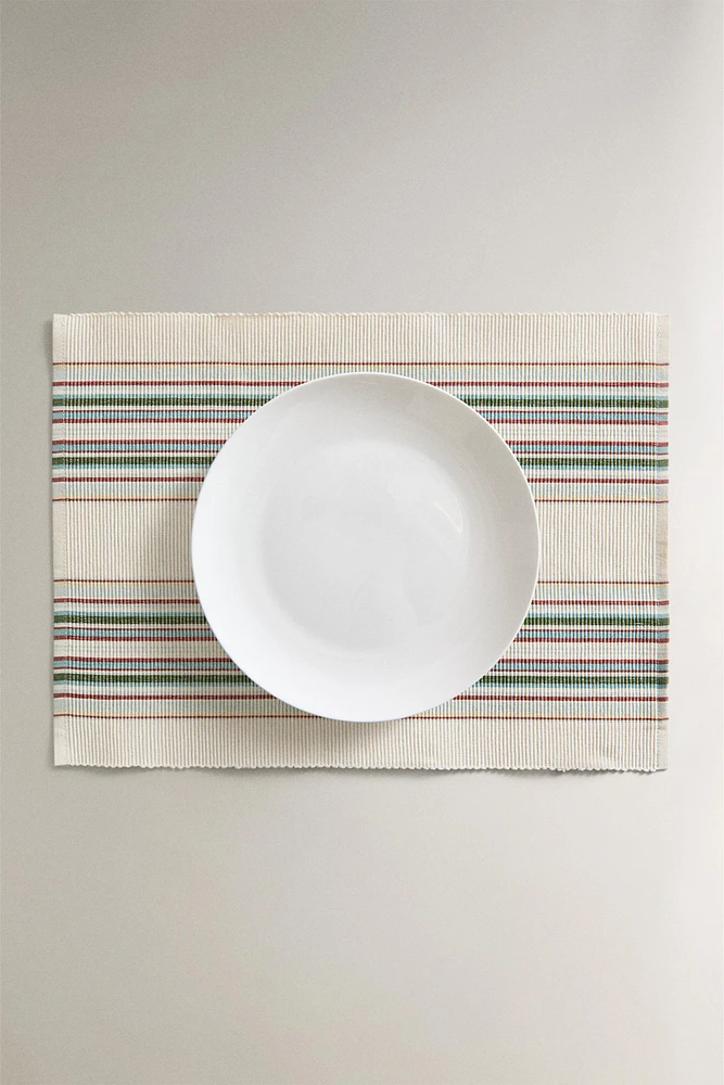 SET DE TABLE COTON CÔTELÉ RAYURES (LOT DE 2)