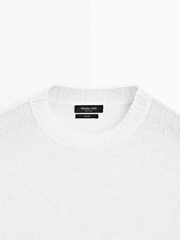 Pull en maille à manches courtes lin