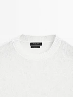 Pull en maille à manches courtes lin