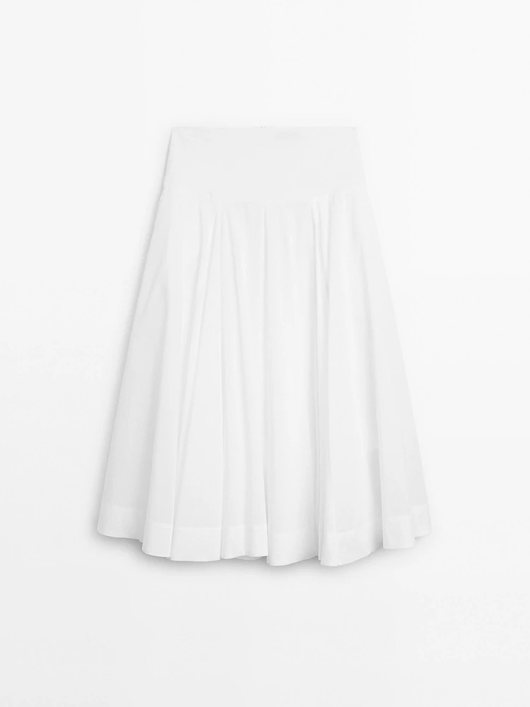 Jupe midi empiècement 100 % coton