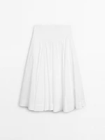 Jupe midi empiècement 100 % coton