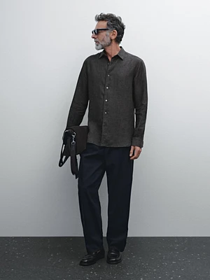 Slim fit faded 100% linen shirt