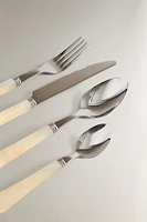 ENSEMBLE COUVERTS 4 PIÈCES MANCHE EFFET NACRÉ