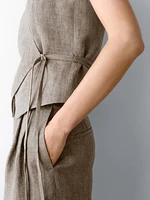 Gilet court cache-cœur 100 % lin