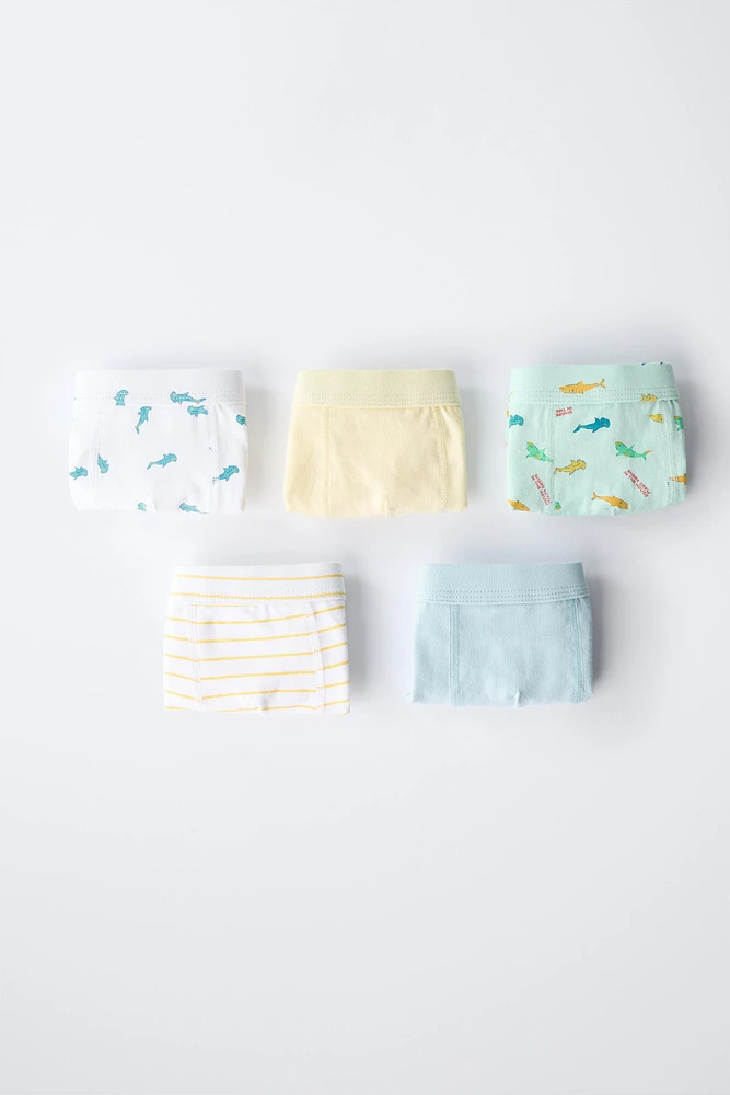 3-6 ANS/ LOT DE CINQ BOXERS REQUINS