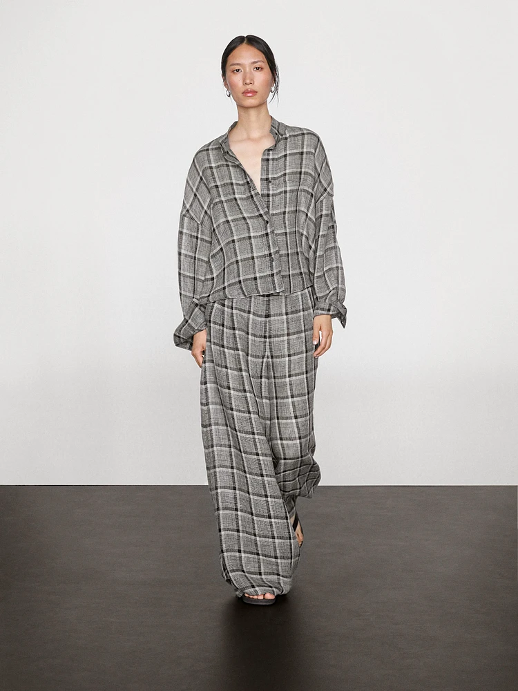 100% linen check shirt