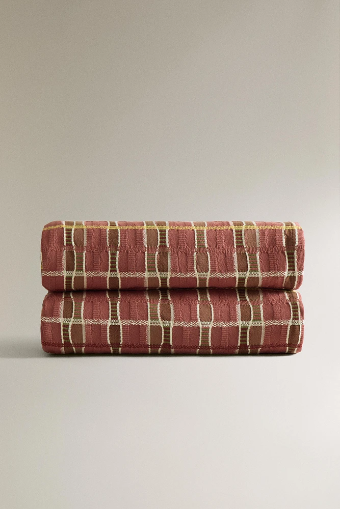 COUVRE-LIT COTON RAYURES MULTICOLORES