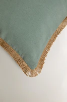 FRINGED JUTE THROW PILLOW COVER