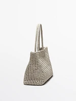 Sac cabas tressé en cuir nappa