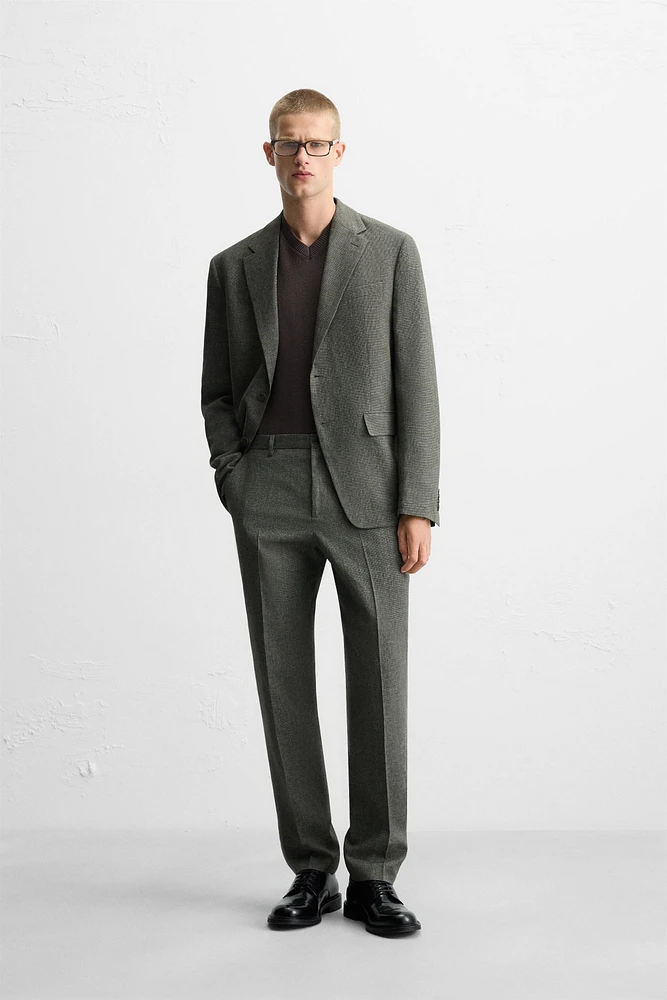 HOUNDSTOOTH LINEN BLEND SUIT JACKET