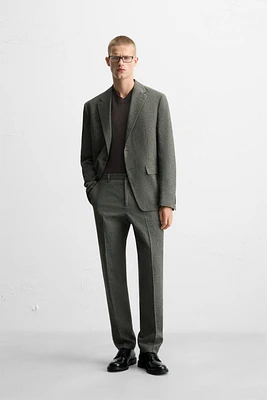HOUNDSTOOTH LINEN BLEND SUIT JACKET