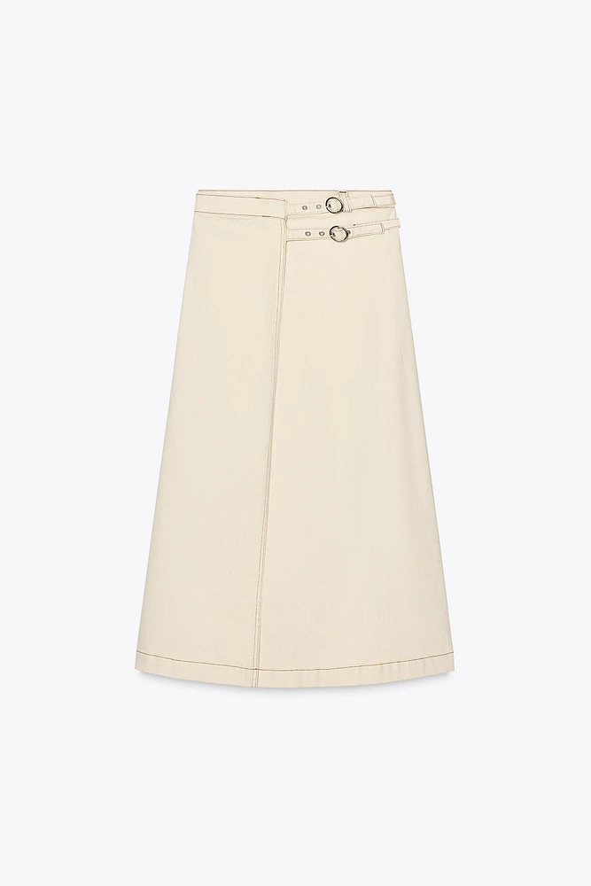 JUPE MIDI CROISÉE EN JEAN 1975