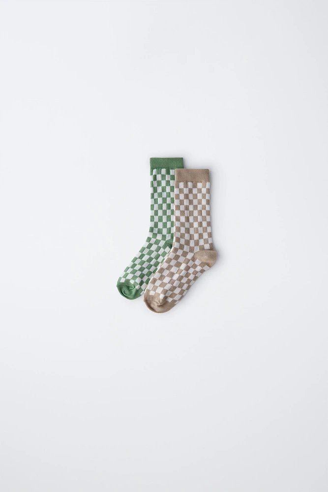 TWO-PACK OF CHECKERBOARD SOCKS