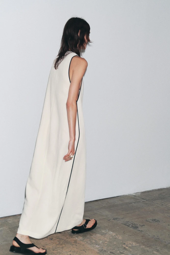 ZW COLLECTION LINEN BLEND DRESS WITH TRIM