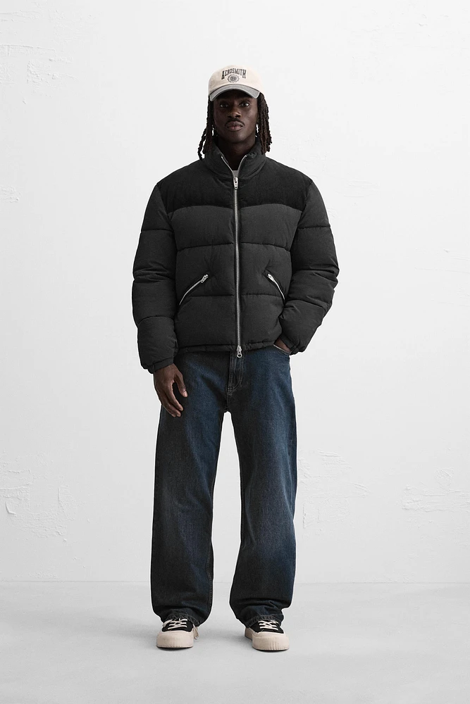 CORDUROY TRIM QUILTED JACKET