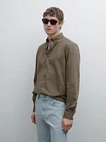 Cotton blend regular fit twill shirt