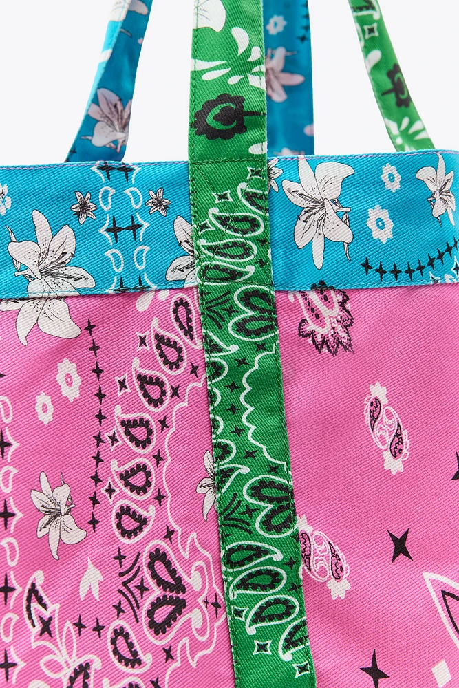 PRINTED TWILL MAXI BAG