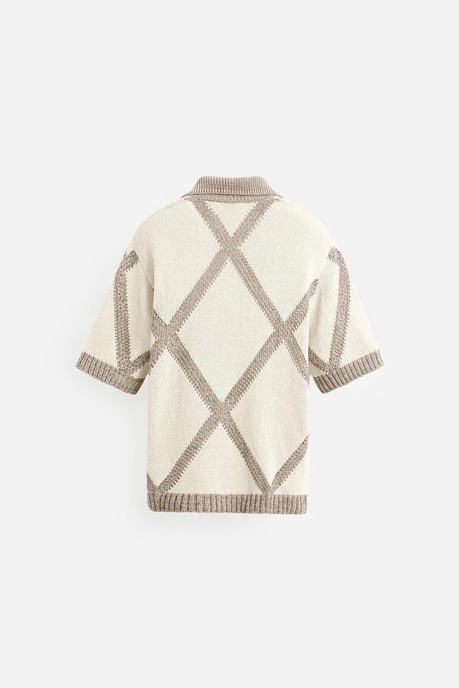 POLO EN MAILLE JACQUARD LOSANGES