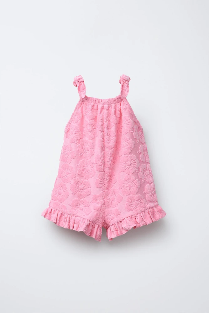 FLORAL TOWEL EFFECT SHORT JUMPSUIT
