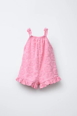 FLORAL TOWEL EFFECT SHORT JUMPSUIT