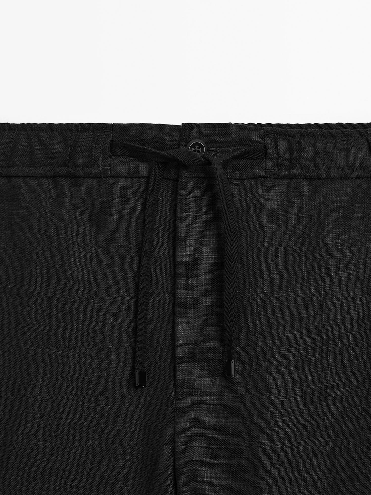100% linen jogger trousers