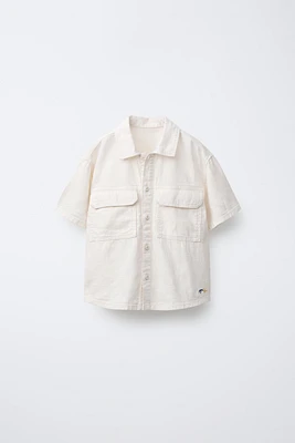 LINEN BLEND POCKET SHIRT