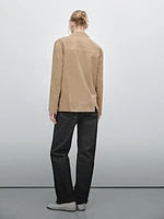 Blazer fluide en cuir effet daim