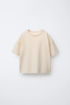 T-SHIRT EFFET DÉLAVÉ AVEC COTON ET LIN