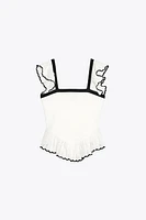 CONTRAST RUFFLE TOP
