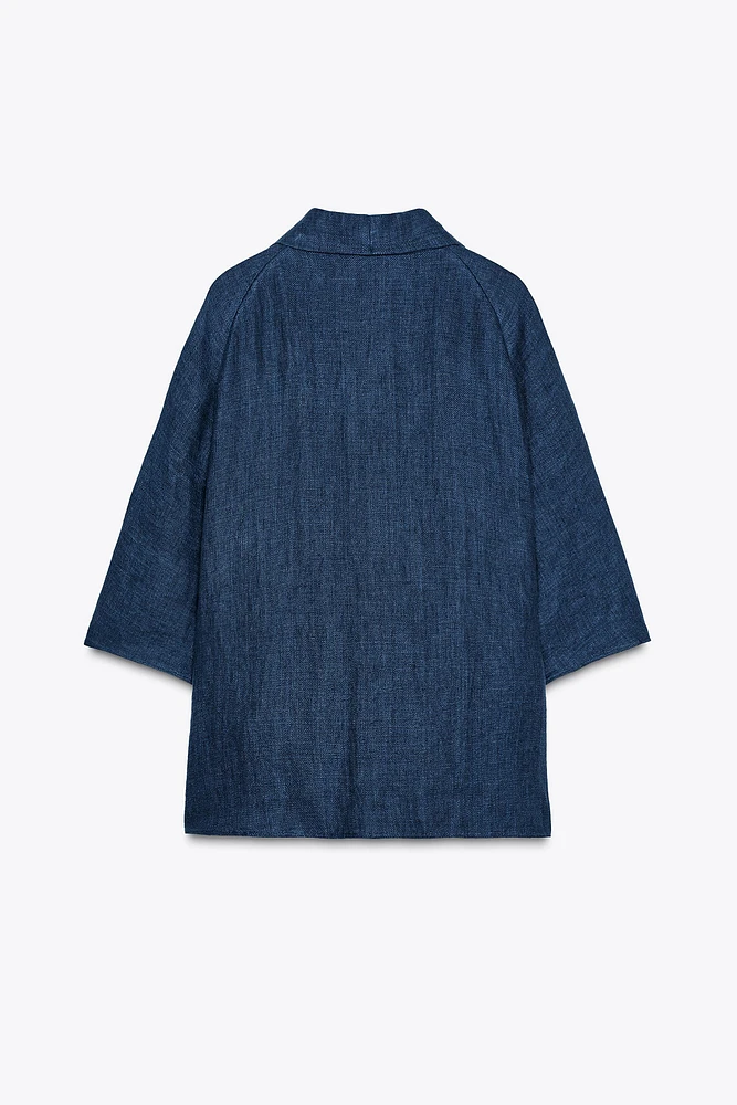 100% LINEN DRAPED BLOUSE ZW COLLECTION LIMITED EDITION